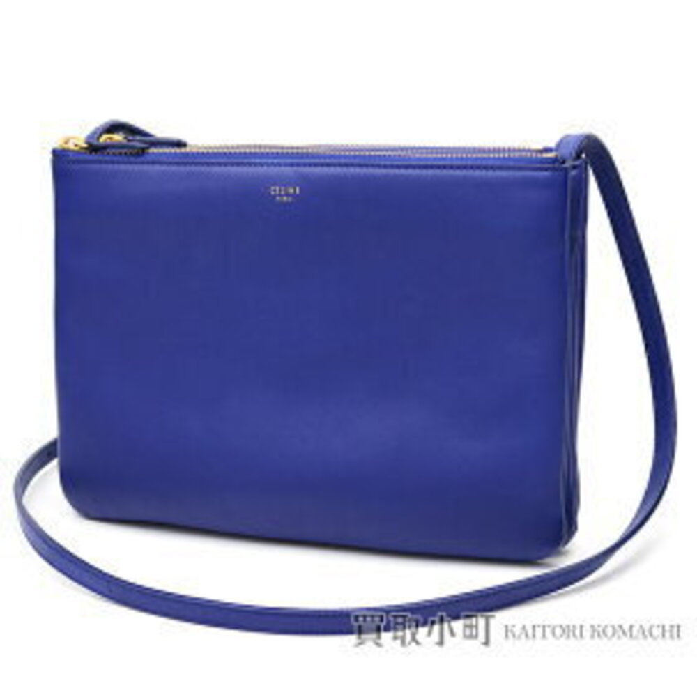 Celine Trio Shoulder Bag Blue Smooth Lambskin crossbody carry pochette clutch